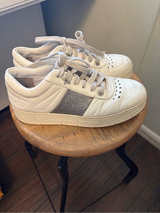 Jimmy Choo Shoes - Jimmy Choo Hawaii sneakers white leather  silver glitter star Designer 40 $600